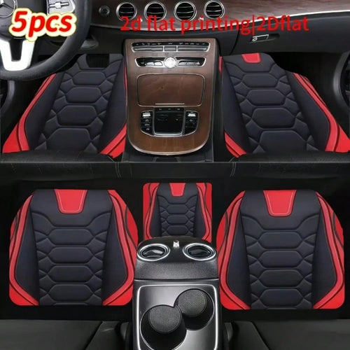 2D Flat, 5pcs Luxury- Abdominal Muscle Pattern Car Floor Mats, Universal Polyester Fiber, Suitable For Sedan, Van, SUV Fashion Protective Car Foot Mats- Perfect Gift For Men And Women, Car Interior