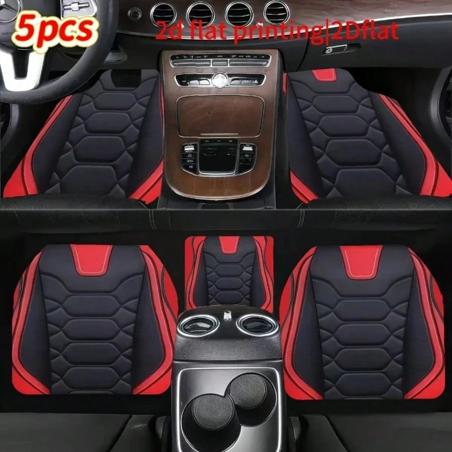 2D Flat, 5pcs Luxury- Abdominal Muscle Pattern Car Floor Mats, Universal Polyester Fiber, Suitable For Sedan, Van, SUV Fashion Protective Car Foot Mats- Perfect Gift For Men And Women, Car Interior