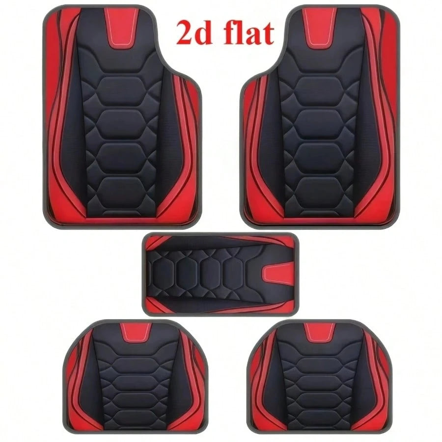 2D Flat, 5pcs Luxury- Abdominal Muscle Pattern Car Floor Mats, Universal Polyester Fiber, Suitable For Sedan, Van, SUV Fashion Protective Car Foot Mats- Perfect Gift For Men And Women, Car Interior
