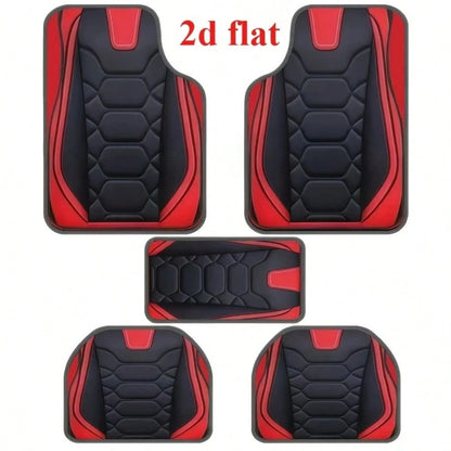 2D Flat, 5pcs Luxury- Abdominal Muscle Pattern Car Floor Mats, Universal Polyester Fiber, Suitable For Sedan, Van, SUV Fashion Protective Car Foot Mats- Perfect Gift For Men And Women, Car Interior
