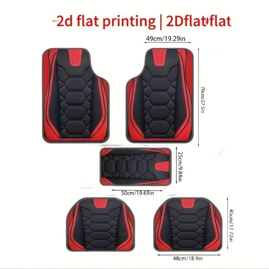 2D Flat, 5pcs Luxury- Abdominal Muscle Pattern Car Floor Mats, Universal Polyester Fiber, Suitable For Sedan, Van, SUV Fashion Protective Car Foot Mats- Perfect Gift For Men And Women, Car Interior