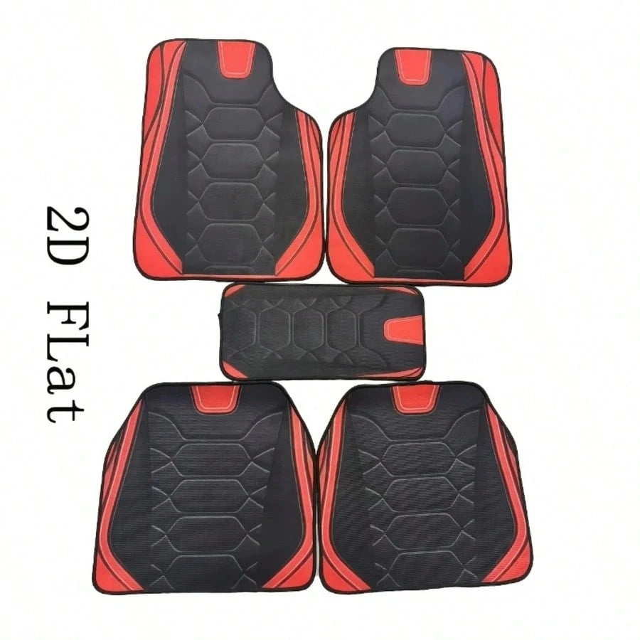 2D Flat, 5pcs Luxury- Abdominal Muscle Pattern Car Floor Mats, Universal Polyester Fiber, Suitable For Sedan, Van, SUV Fashion Protective Car Foot Mats- Perfect Gift For Men And Women, Car Interior