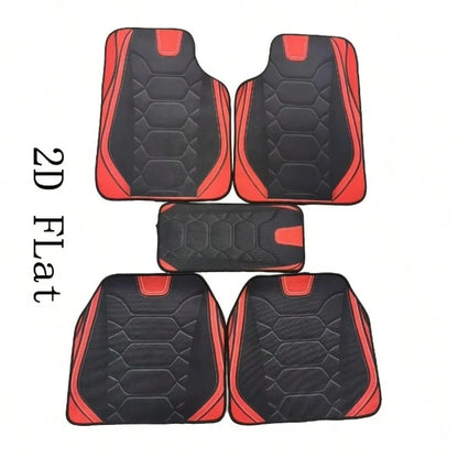 2D Flat, 5pcs Luxury- Abdominal Muscle Pattern Car Floor Mats, Universal Polyester Fiber, Suitable For Sedan, Van, SUV Fashion Protective Car Foot Mats- Perfect Gift For Men And Women, Car Interior
