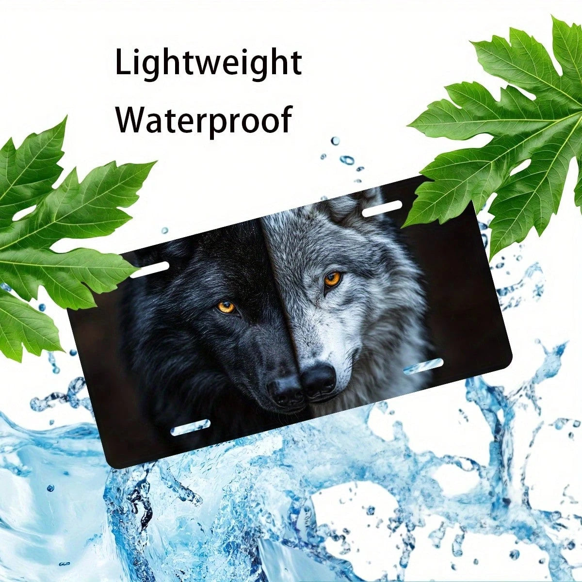 2D Flat Surface- [Open] 2D Flat Surface Car P Is A Decorative License Plate Featuring A Two-Tone Wolf Face Design. It Is Made Of Metal, With Dimensions Of 6inch X 12inch, And Is Ideal For Decorative