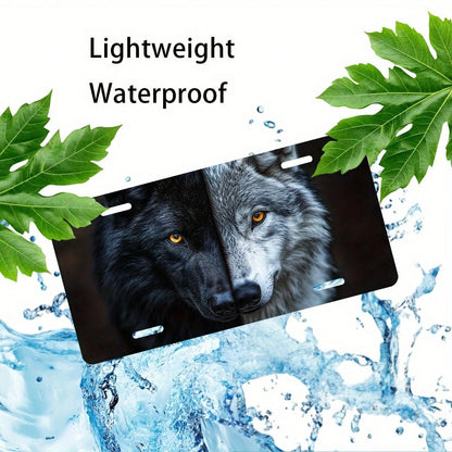 2D Flat Surface- [Open] 2D Flat Surface Car P Is A Decorative License Plate Featuring A Two-Tone Wolf Face Design. It Is Made Of Metal, With Dimensions Of 6inch X 12inch, And Is Ideal For Decorative