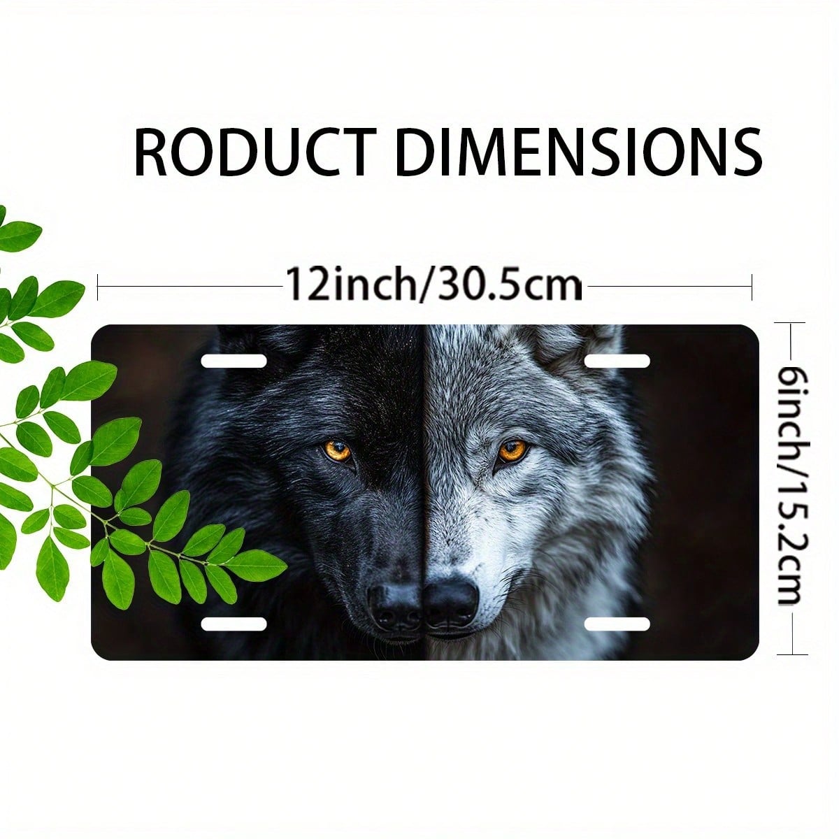 2D Flat Surface- [Open] 2D Flat Surface Car P Is A Decorative License Plate Featuring A Two-Tone Wolf Face Design. It Is Made Of Metal, With Dimensions Of 6inch X 12inch, And Is Ideal For Decorative