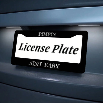 2PC,Pimpin Aint Easy License Plate Frame, Black License Plate Frame,Front And Rear License Plate Covers, Stainless Steel Car Parts, License Plate Holder, Standard Size 12x6 In