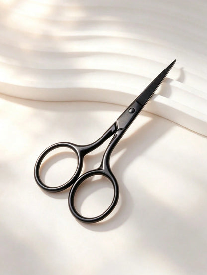 2pcs/1pc Black Sharp Beauty Scissors, Stainless Steel Pointed Eyebrow Trimming Scissors, Facial Hair, Eyebrow, Nose Hair, Beard Trimming, Mini Portable, Beauty Tool, Travel, Bedroom, Vanity, Gift For