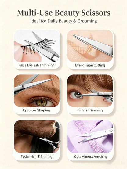 2pcs/1pc Black Sharp Beauty Scissors, Stainless Steel Pointed Eyebrow Trimming Scissors, Facial Hair, Eyebrow, Nose Hair, Beard Trimming, Mini Portable, Beauty Tool, Travel, Bedroom, Vanity, Gift For