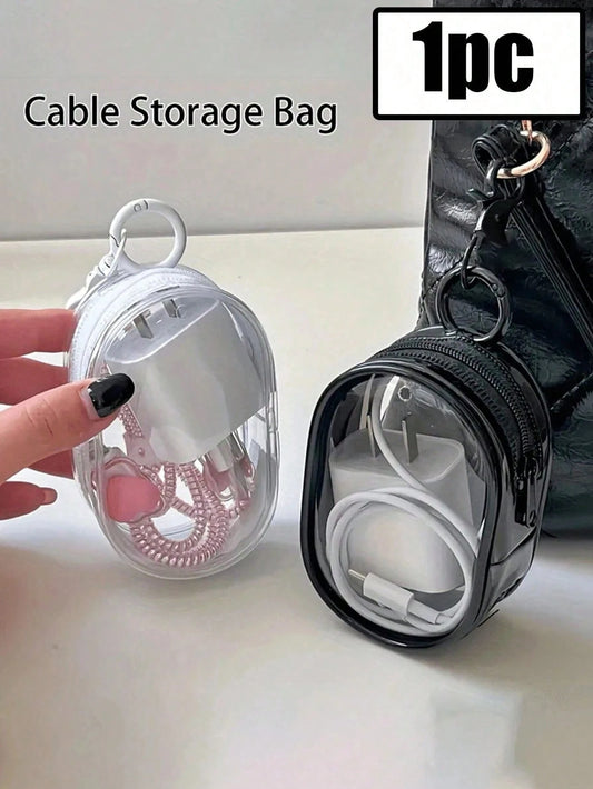 2pcs/1pc Portable Mini Transparent Zipper Storage Bag, Multi-Functional Jewelry Storage Bag, Suitable For Earphones, Power Bank, Keychain, Perfume And Other Transparent Travel Accessory Bag (Random Ke