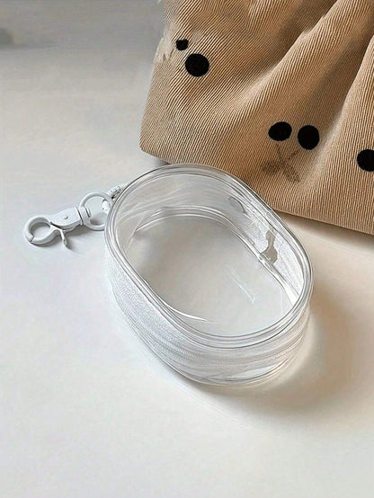 2pcs/1pc Portable Mini Transparent Zipper Storage Bag, Multi-Functional Jewelry Storage Bag, Suitable For Earphones, Power Bank, Keychain, Perfume And Other Transparent Travel Accessory Bag (Random Ke