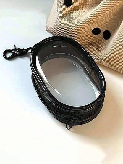 2pcs/1pc Portable Mini Transparent Zipper Storage Bag, Multi-Functional Jewelry Storage Bag, Suitable For Earphones, Power Bank, Keychain, Perfume And Other Transparent Travel Accessory Bag (Random Ke