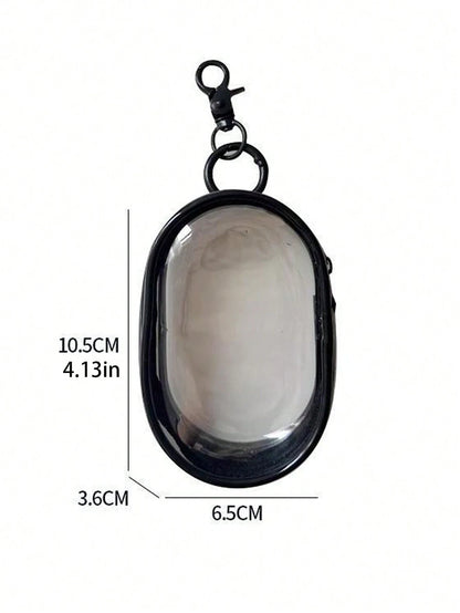 2pcs/1pc Portable Mini Transparent Zipper Storage Bag, Multi-Functional Jewelry Storage Bag, Suitable For Earphones, Power Bank, Keychain, Perfume And Other Transparent Travel Accessory Bag (Random Ke