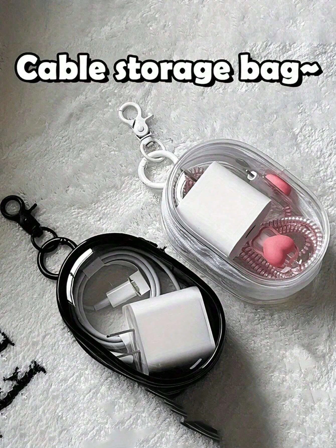2pcs/1pc Portable Mini Transparent Zipper Storage Bag, Multi-Functional Jewelry Storage Bag, Suitable For Earphones, Power Bank, Keychain, Perfume And Other Transparent Travel Accessory Bag (Random Ke