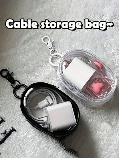 2pcs/1pc Portable Mini Transparent Zipper Storage Bag, Multi-Functional Jewelry Storage Bag, Suitable For Earphones, Power Bank, Keychain, Perfume And Other Transparent Travel Accessory Bag (Random Ke