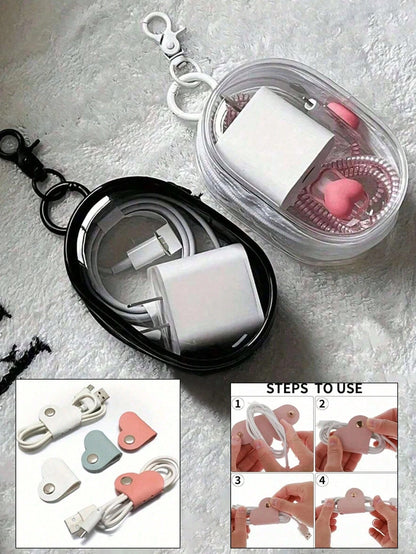 2pcs/1pc Portable Mini Transparent Zipper Storage Bag, Multi-Functional Jewelry Storage Bag, Suitable For Earphones, Power Bank, Keychain, Perfume And Other Transparent Travel Accessory Bag (Random Ke
