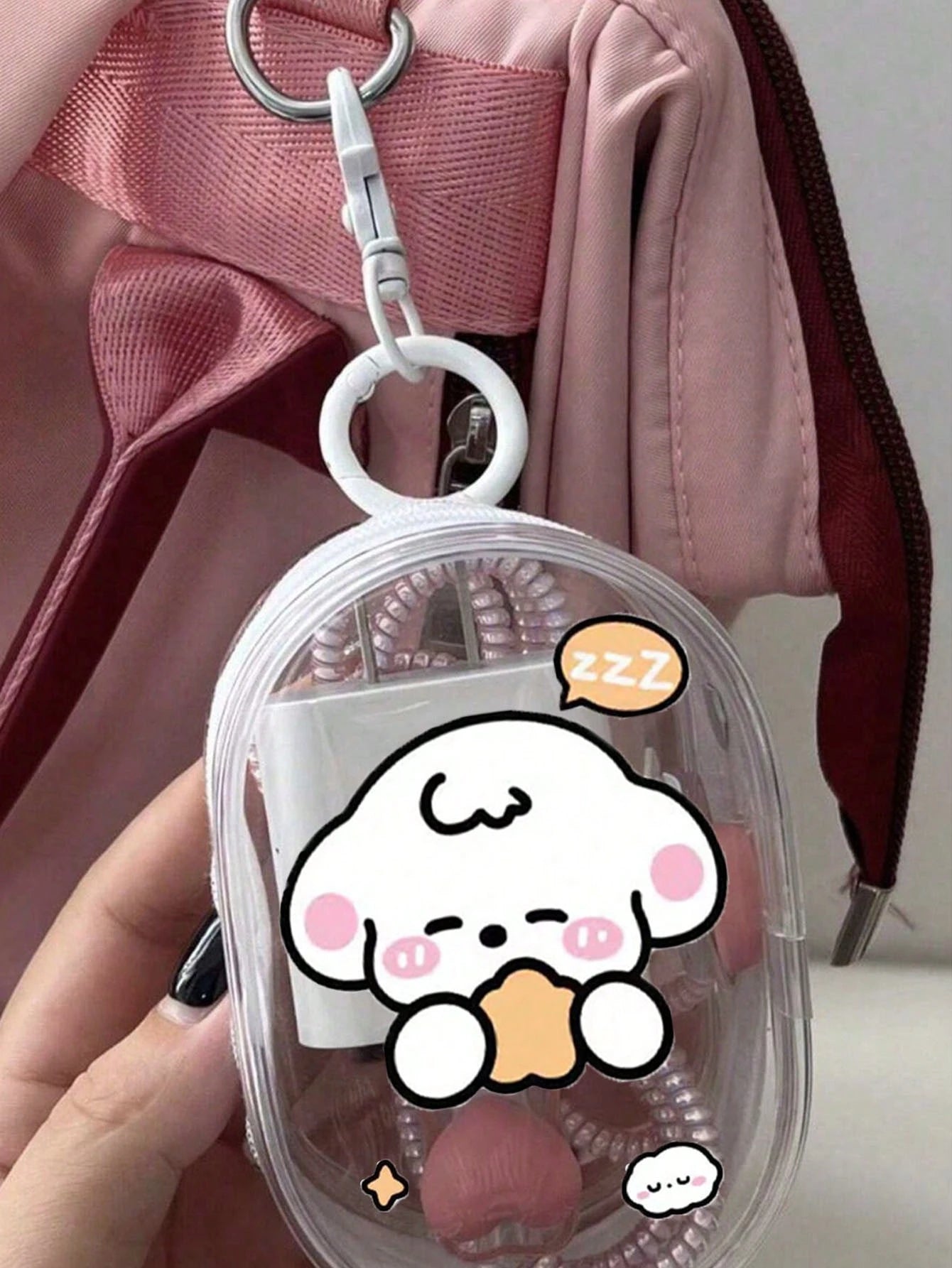 2pcs/1pc Portable PVC Transparent Mini Data Cable Organizer Bag, Dual Zipper For Data Cables, Devices, Earphones, Jewelry & Small Accessories, Hearing Aid, Keys, Coins, Lightweight, Washable- Ideal F