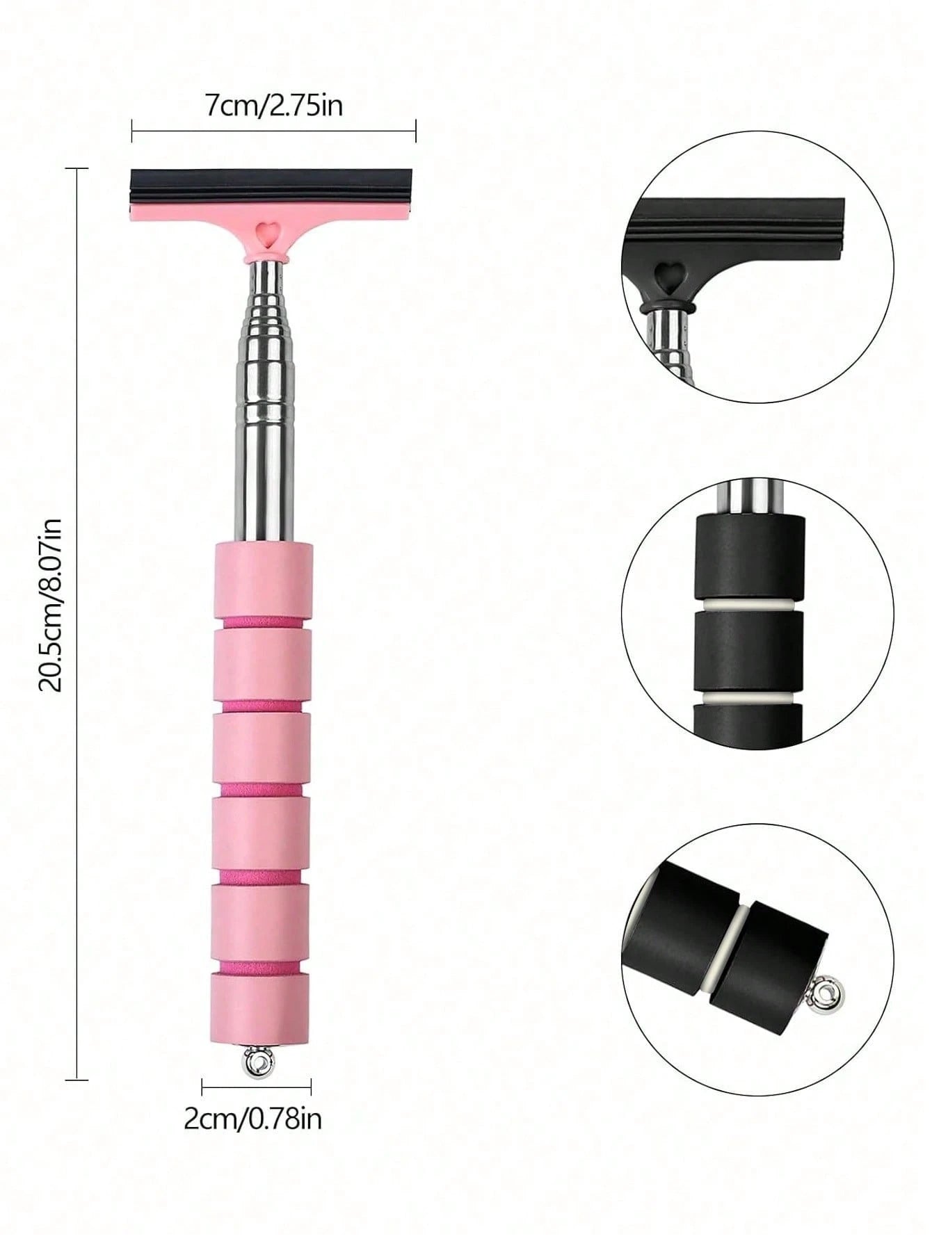 2pcs/1pc Retractable Car Rearview Mirror Squeegee, Rearview Mirror Wiper With Telescopic Pole, Portable Window Cleaner, Suitable For Rain, Fog, Snow, Snow Brush, Car Exterior Accessory