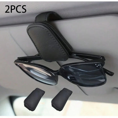 (2PCS)2025 Black PU Magnetic Sunglasses Holder For Cars – No Installation & No Adhesive, Universal Fit For All Eyewear, Anti-Slip & Scratch-Resistant Design, Lightweight & Durable, Perfect For Driving