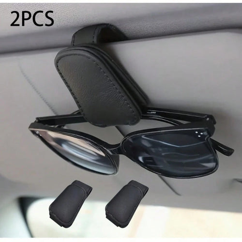 (2PCS)2025 Black PU Magnetic Sunglasses Holder For Cars – No Installation & No Adhesive, Universal Fit For All Eyewear, Anti-Slip & Scratch-Resistant Design, Lightweight & Durable, Perfect For Driving