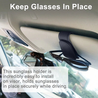 (2PCS)2025 Black PU Magnetic Sunglasses Holder For Cars – No Installation & No Adhesive, Universal Fit For All Eyewear, Anti-Slip & Scratch-Resistant Design, Lightweight & Durable, Perfect For Driving
