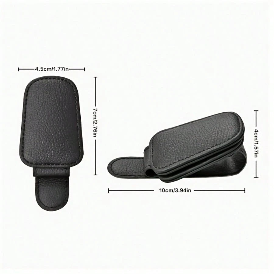 (2PCS)2025 Black PU Magnetic Sunglasses Holder For Cars – No Installation & No Adhesive, Universal Fit For All Eyewear, Anti-Slip & Scratch-Resistant Design, Lightweight & Durable, Perfect For Driving