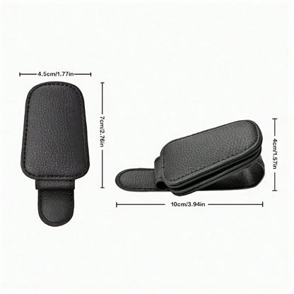 (2PCS)2025 Black PU Magnetic Sunglasses Holder For Cars – No Installation & No Adhesive, Universal Fit For All Eyewear, Anti-Slip & Scratch-Resistant Design, Lightweight & Durable, Perfect For Driving