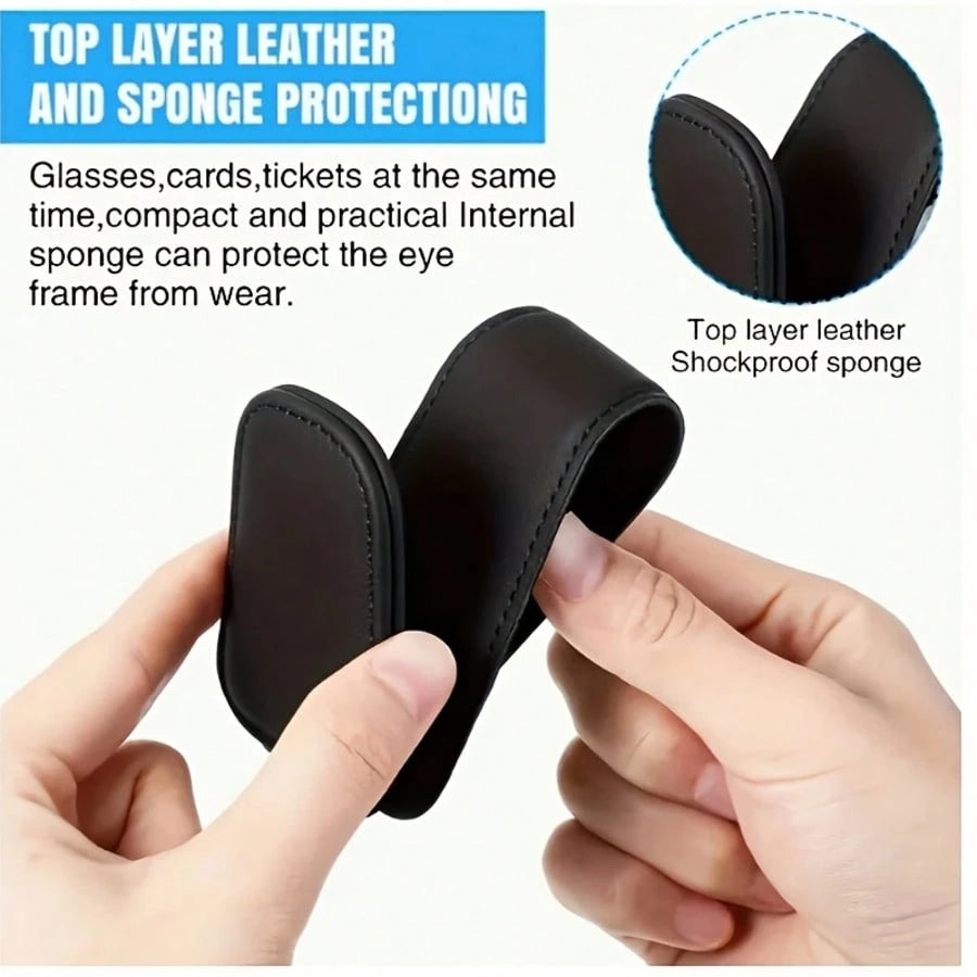 (2PCS)2025 Black PU Magnetic Sunglasses Holder For Cars – No Installation & No Adhesive, Universal Fit For All Eyewear, Anti-Slip & Scratch-Resistant Design, Lightweight & Durable, Perfect For Driving