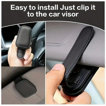 (2PCS)2025 Black PU Magnetic Sunglasses Holder For Cars – No Installation & No Adhesive, Universal Fit For All Eyewear, Anti-Slip & Scratch-Resistant Design, Lightweight & Durable, Perfect For Driving