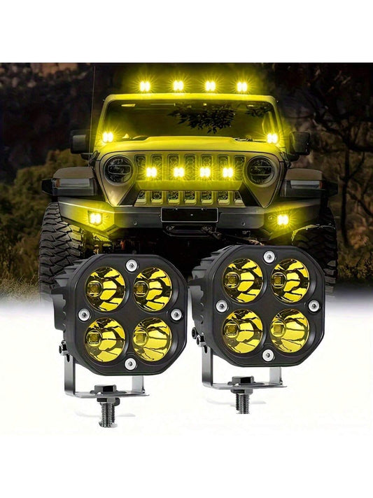 2pcs 3-Inch 40W LED Cube Pod Work Light Strip Driving Light Amber Off-Road 4000LM For 4WD Truck SUV ATV Shipshan Rock