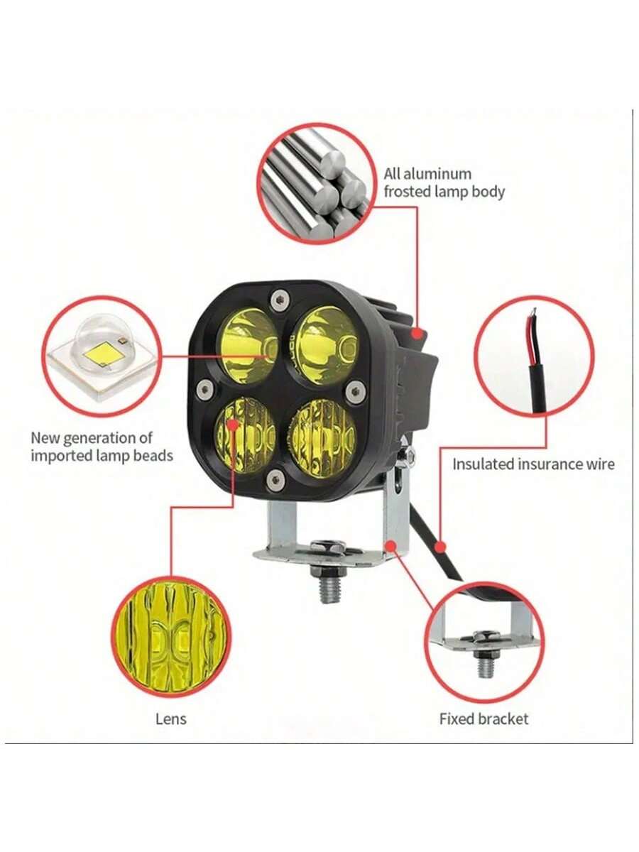 2pcs 3-Inch 40W LED Cube Pod Work Light Strip Driving Light Amber Off-Road 4000LM For 4WD Truck SUV ATV Shipshan Rock