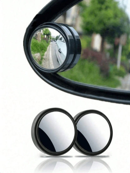2pcs 360° Adjustable Blind Spot Mirror Car Auxiliary Rearview Convex Mirror Round Frame Wide Angle Mirror Suitable For Car Reverse Mirror