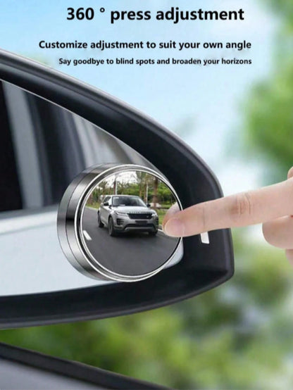 2pcs 360° Adjustable Blind Spot Mirror Car Auxiliary Rearview Convex Mirror Round Frame Wide Angle Mirror Suitable For Car Reverse Mirror