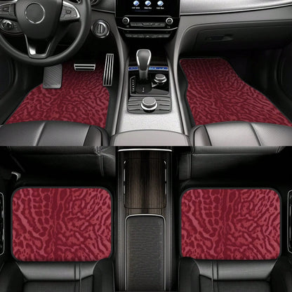 2pcs/4pcs [2D Flat] Red Leopard Print Design Car Floor Mats- Stylish And Durable, Anti-Stain, Non-Slip, Easy To Clean, Suitable For All Vehicles, Front And Rear Floor Mats, Dustproof And Dirt-Resista