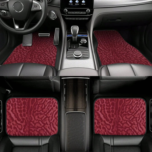 2pcs/4pcs [2D Flat] Red Leopard Print Design Car Floor Mats- Stylish And Durable, Anti-Stain, Non-Slip, Easy To Clean, Suitable For All Vehicles, Front And Rear Floor Mats, Dustproof And Dirt-Resista