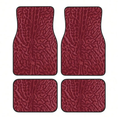 2pcs/4pcs [2D Flat] Red Leopard Print Design Car Floor Mats- Stylish And Durable, Anti-Stain, Non-Slip, Easy To Clean, Suitable For All Vehicles, Front And Rear Floor Mats, Dustproof And Dirt-Resista