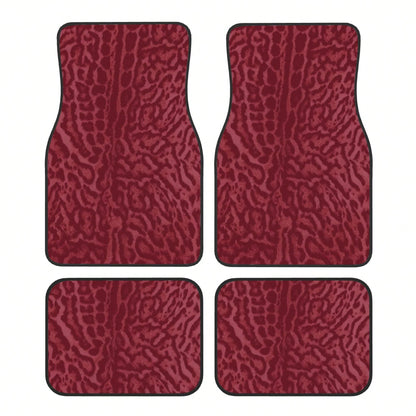 2pcs/4pcs [2D Flat] Red Leopard Print Design Car Floor Mats- Stylish And Durable, Anti-Stain, Non-Slip, Easy To Clean, Suitable For All Vehicles, Front And Rear Floor Mats, Dustproof And Dirt-Resista