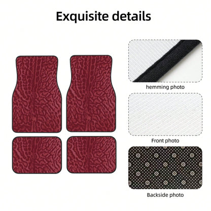 2pcs/4pcs [2D Flat] Red Leopard Print Design Car Floor Mats- Stylish And Durable, Anti-Stain, Non-Slip, Easy To Clean, Suitable For All Vehicles, Front And Rear Floor Mats, Dustproof And Dirt-Resista