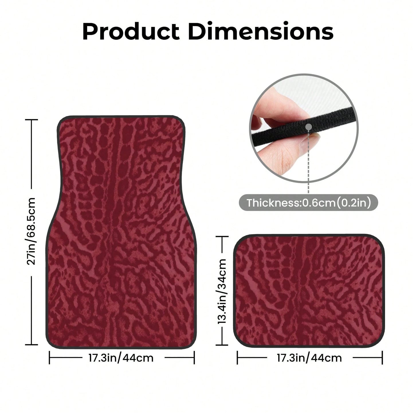 2pcs/4pcs [2D Flat] Red Leopard Print Design Car Floor Mats- Stylish And Durable, Anti-Stain, Non-Slip, Easy To Clean, Suitable For All Vehicles, Front And Rear Floor Mats, Dustproof And Dirt-Resista
