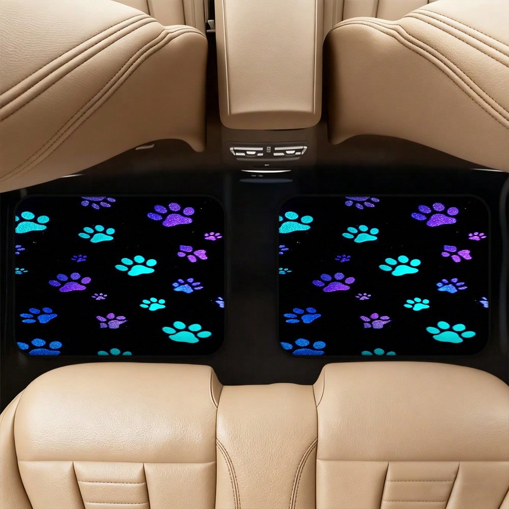 2PCS/4PCS Car Floor Mats, Featuring A Luminous Paw Print Design, Are Perfect For SUVs Or Hatchbacks, Designed For Easy Cleaning, Making Them An Ideal Gift For Car Owners, And Also Great For Family Tri