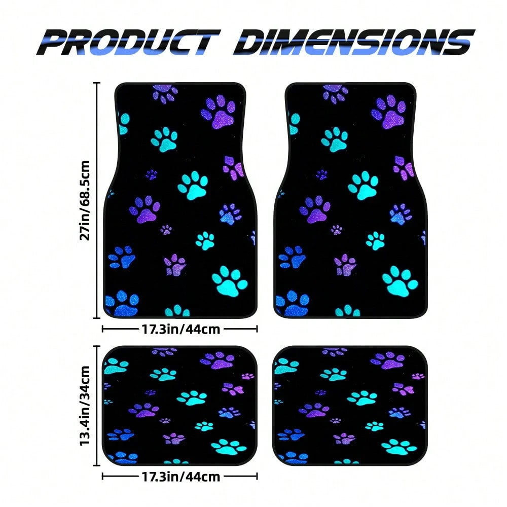 2PCS/4PCS Car Floor Mats, Featuring A Luminous Paw Print Design, Are Perfect For SUVs Or Hatchbacks, Designed For Easy Cleaning, Making Them An Ideal Gift For Car Owners, And Also Great For Family Tri