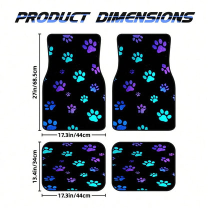 2PCS/4PCS Car Floor Mats, Featuring A Luminous Paw Print Design, Are Perfect For SUVs Or Hatchbacks, Designed For Easy Cleaning, Making Them An Ideal Gift For Car Owners, And Also Great For Family Tri
