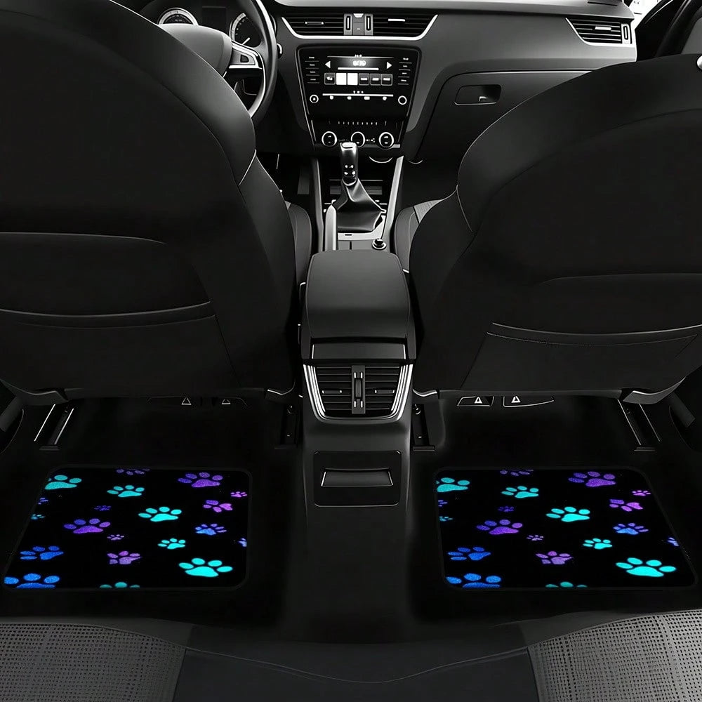 2PCS/4PCS Car Floor Mats, Featuring A Luminous Paw Print Design, Are Perfect For SUVs Or Hatchbacks, Designed For Easy Cleaning, Making Them An Ideal Gift For Car Owners, And Also Great For Family Tri