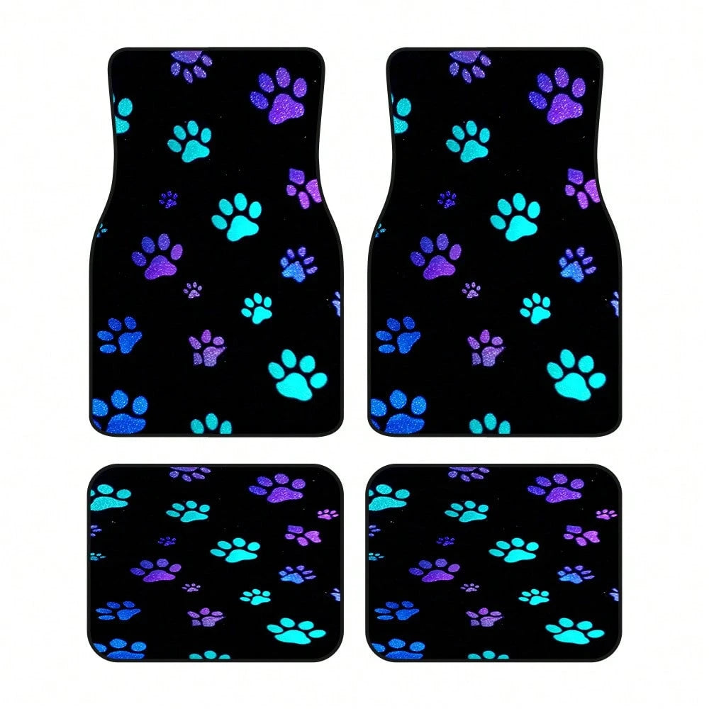 2PCS/4PCS Car Floor Mats, Featuring A Luminous Paw Print Design, Are Perfect For SUVs Or Hatchbacks, Designed For Easy Cleaning, Making Them An Ideal Gift For Car Owners, And Also Great For Family Tri