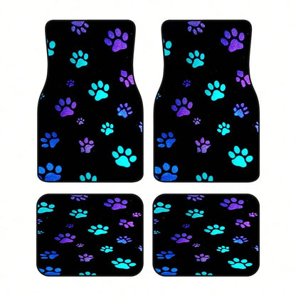 2PCS/4PCS Car Floor Mats, Featuring A Luminous Paw Print Design, Are Perfect For SUVs Or Hatchbacks, Designed For Easy Cleaning, Making Them An Ideal Gift For Car Owners, And Also Great For Family Tri
