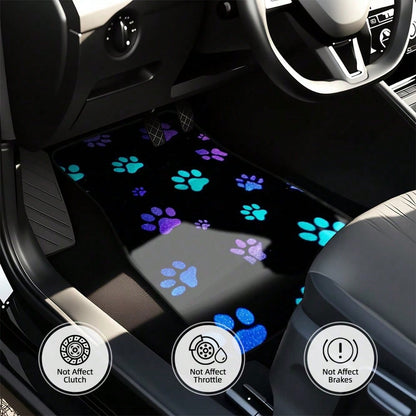 2PCS/4PCS Car Floor Mats, Featuring A Luminous Paw Print Design, Are Perfect For SUVs Or Hatchbacks, Designed For Easy Cleaning, Making Them An Ideal Gift For Car Owners, And Also Great For Family Tri