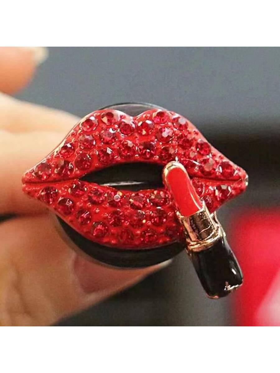 2pcs/4pcs Rhinestone Lip Shaped Car Vent Clip Air Freshener Perfume Decor Accessories