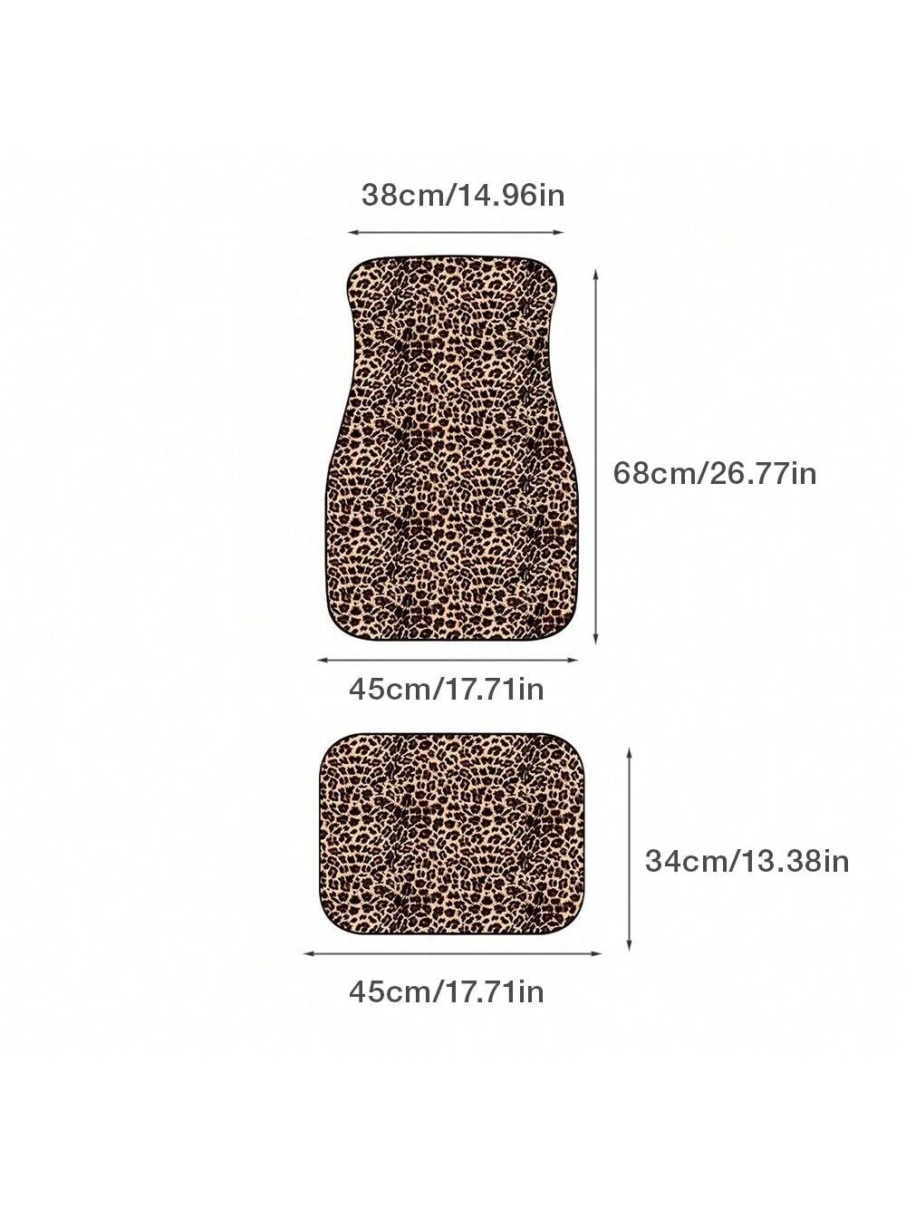 2pcs/4pcs Set Leopard Print Car Seat Cushion, Brown Leopard Pattern Front & Rear Car Seat Mats, Car Carpet Floor Mats, Car Decor Accessories, Stylish Brown Leopard Design, Car Floor Mats, Car Carpet