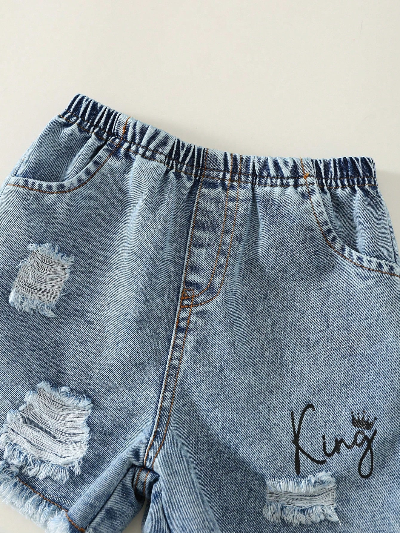2pcs Baby/Baby Boy Casual Fashion Sleeveless T-Shirt And Denim Shorts Set, Baby Boy Outfit, Baby Boy Summer Clothes, Streetwear