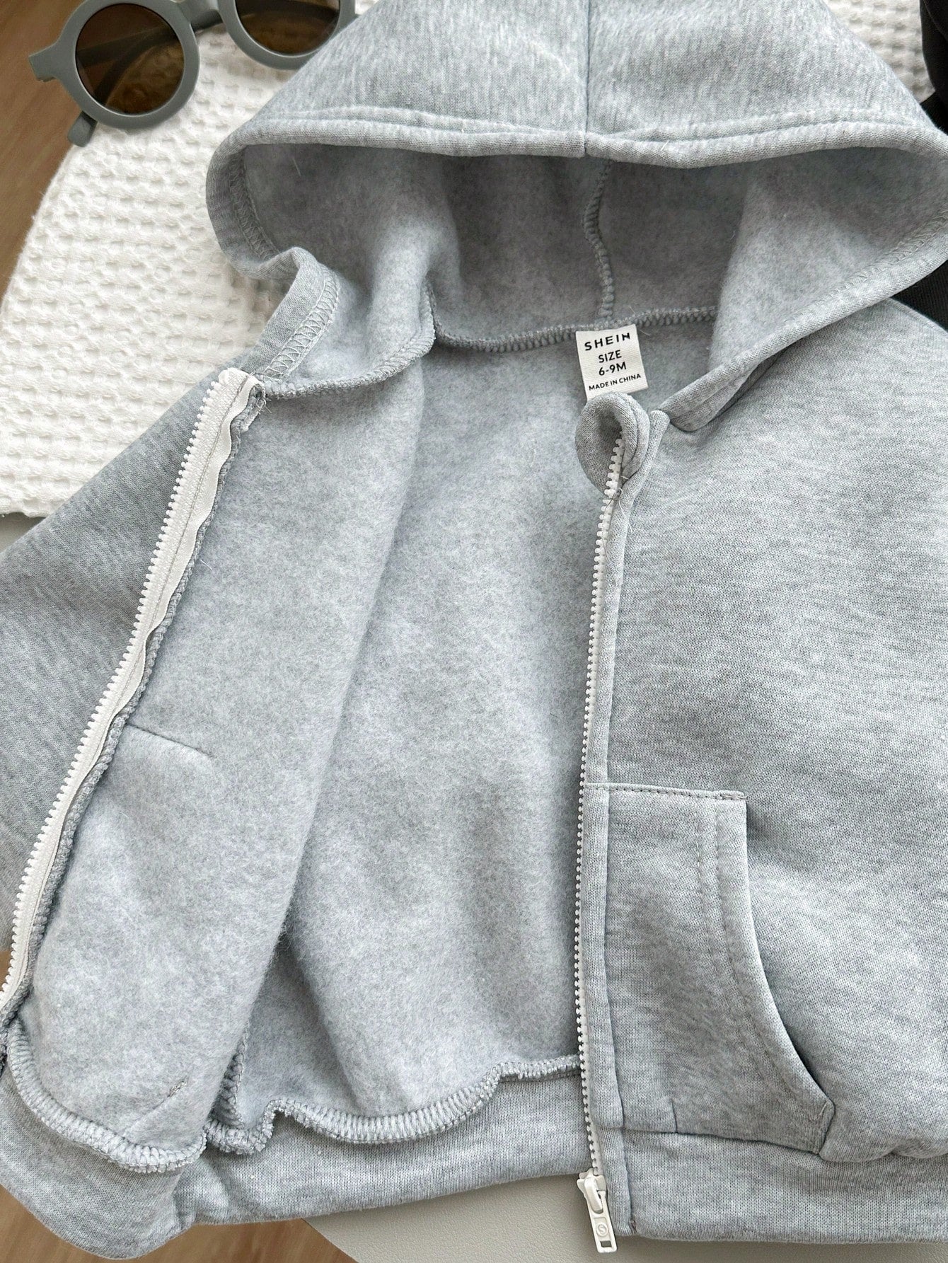 2pcs Baby Boy & Baby Girl Casual Solid Color Hooded Jacket Set, Grey Hoodie & Black Hoodie, Suitable For Autumn & Winter